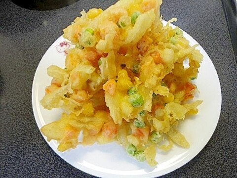 節約！　冷凍ＭＩＸベジタブルのミニかき揚げ